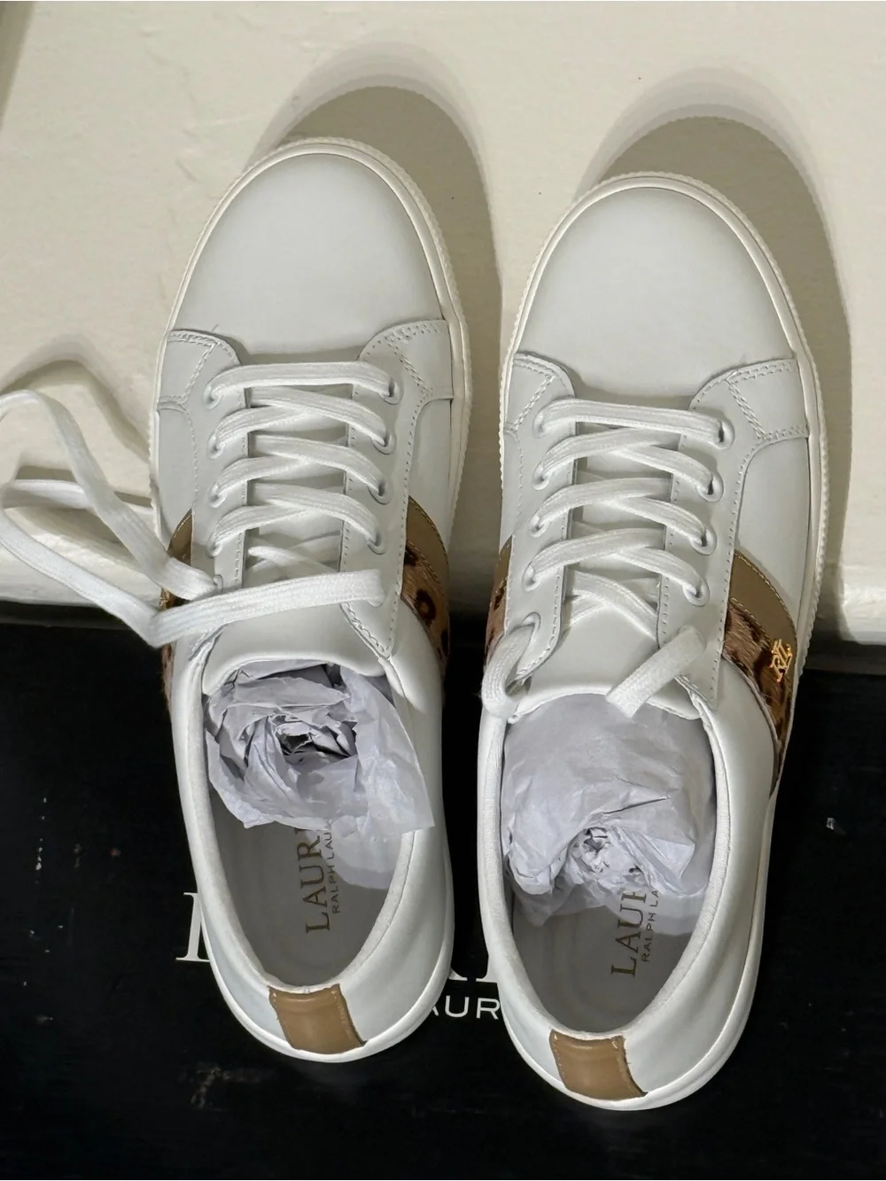 POLO RALPH LAUREN White Low-Top Leather Sneakers women’s size 9.5/ EU 41 *NEW*
